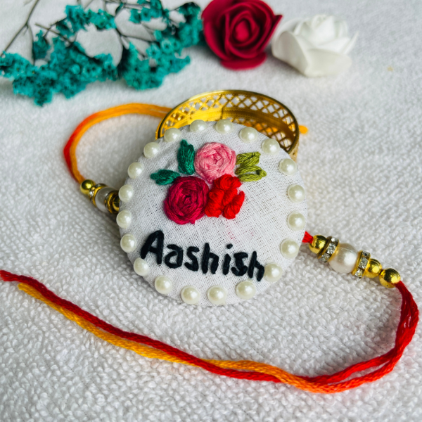 Personalized Embroidered Rakhi & Keychain - 2-in-1 Keepsake Gift