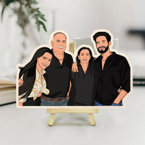 Family Caricature gift on wood