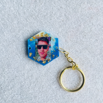 Personalized Brother Rakhi & Keychain - Elegant Gold & Sky Blue