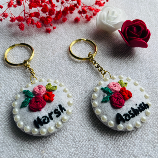 Personalized Embroidered Rakhi & Keychain - 2-in-1 Keepsake Gift