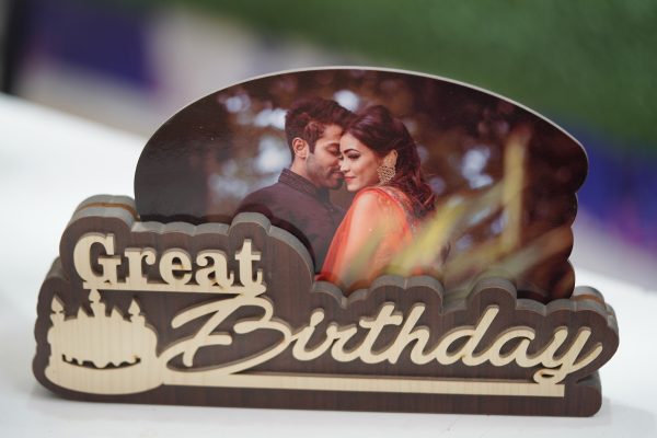 Personalized Wooden Couple Photo Stand - Custom Crafted