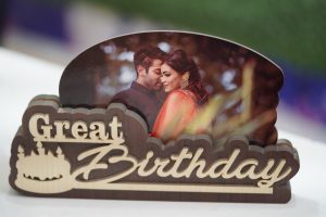 Personalized Wooden Couple Photo Stand - Custom Crafted