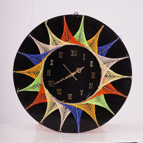 Vibrant 24-Inch Multi-Color String Art Clock on MDF Board