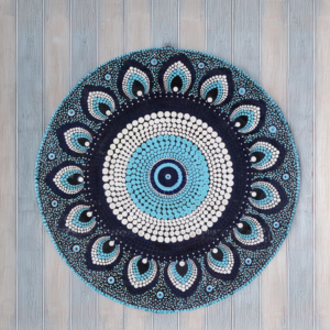 Handmade Evil Eye Mandala Art Wall Hanging – 24-inch Diameter Acrylic on MDF, Unique Wall Décor for Home, Office, and Living Spaces – Premium 5mm Thick Wall Art