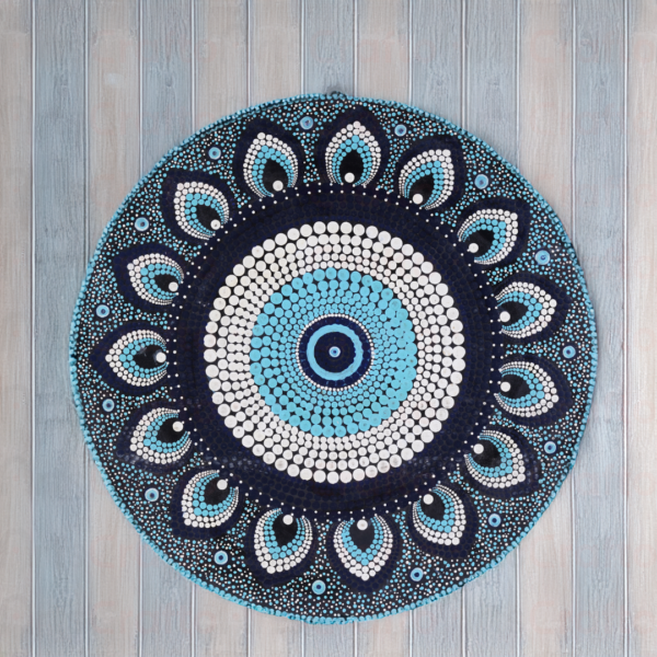 Handmade Evil Eye Mandala Art Wall Hanging – 24-inch Diameter Acrylic on MDF, Unique Wall Décor for Home, Office, and Living Spaces – Premium 5mm Thick Wall Art