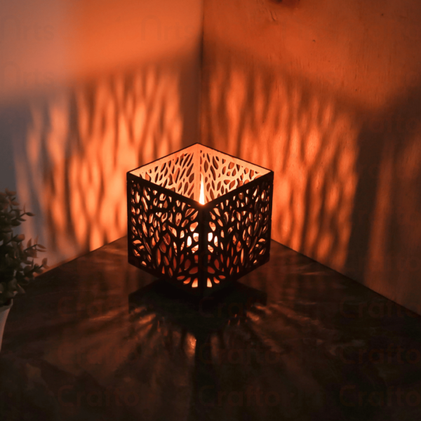 Stylish MDF Wooden Lamp with Unique Crafting Design – Diwali Special Diya Holder, 10x10 Inches, Perfect for Home Decor & Festive Lighting.