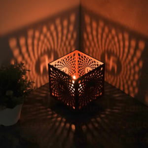 Stylish MDF Wooden Lamp with Unique Crafting Design – Diwali Special Diya Holder, 10x10 Inches, Perfect for Home Decor & Festive Lighting.