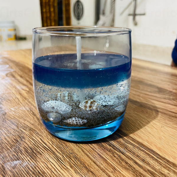 Artscrafto Ocean Gel Candle with Seashells & Sand - Coastal Decor