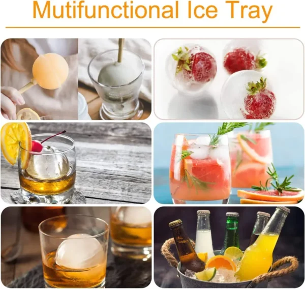 Ice Cube Maker | 4 Large Silicone Ice Ball Molds
