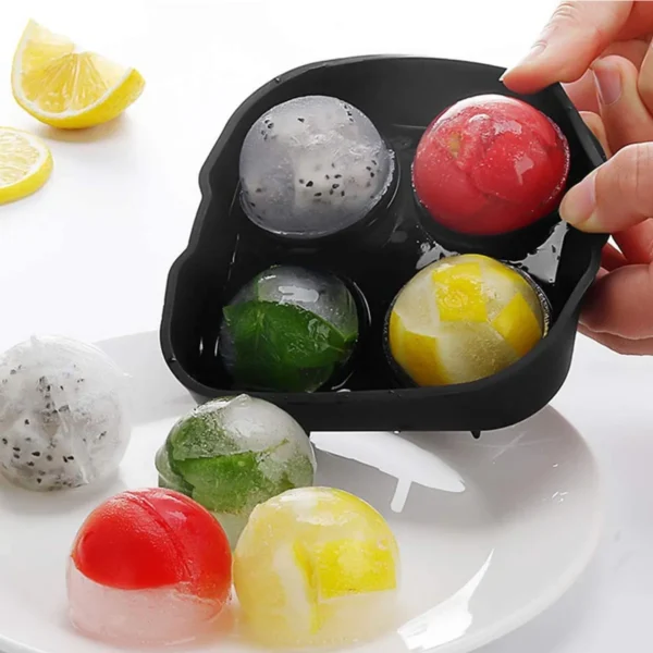 Ice Cube Maker | 4 Large Silicone Ice Ball Molds