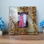 Custom Resin Couple Photo Frame – Personalized Wedding & Anniversary Gift | 10x10 Inch Floral Keepsake