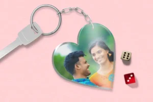 Acrylic Personalized Heart-Shaped Photo Keychain – Custom Couple Gift | Premium Glossy, Scratch-Resistant Keychain by ArtsCrafto (Made in India)