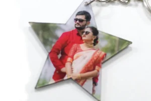 Star-Shaped Acrylic Keychain with Family Photo – Glossy Finish Made in India
